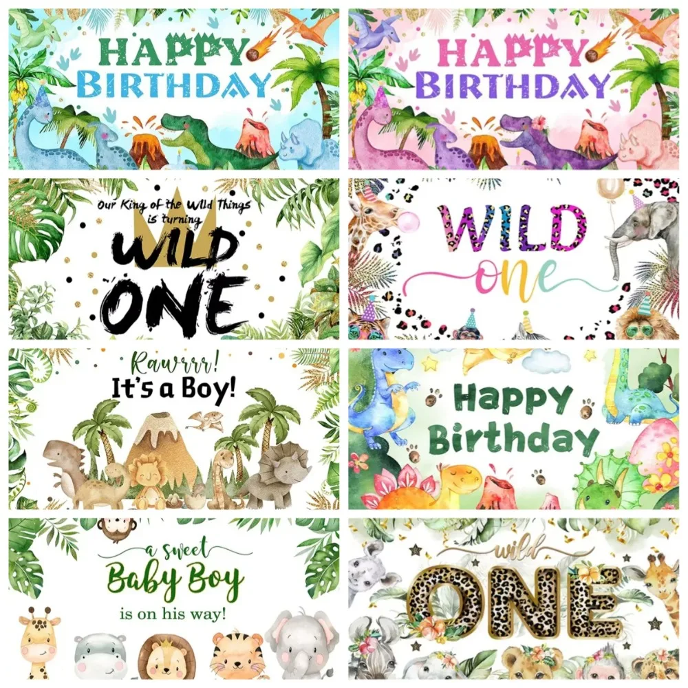 

Jungle Dinosaur Decoration Banner Photography Backdrop Cloth, Children's Adult Birthday Party Decoration Photography Backdrop