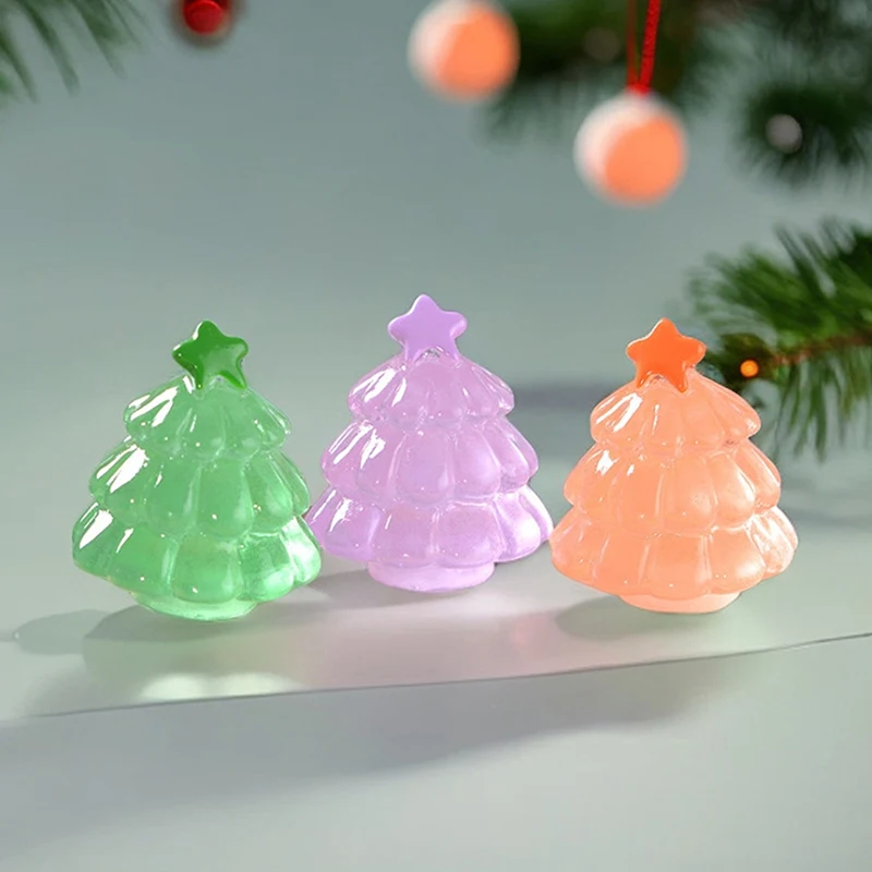 Luminous Christmas Tree Ornament Plants Micro Landscape Figure Glowing Miniature Statue Potted Mini Garden Accessories