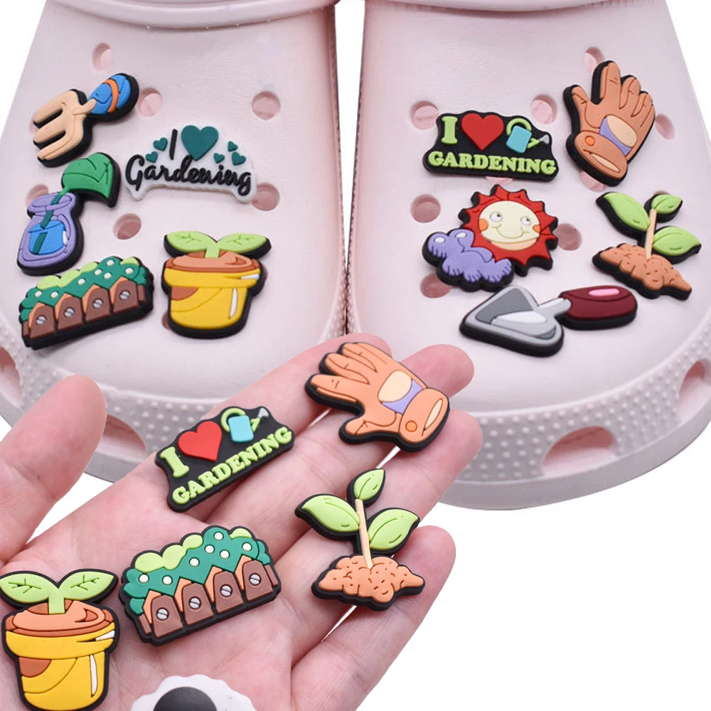 

1pcs PVC Gardening Accessories for Crocs Charms Badge Women Clogs Buckle Kids Pins Shoe Decoration Jeans Party Favors