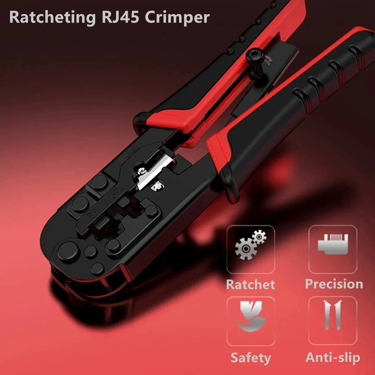 WoeoW [RJ45 RJ12 RJ11 Modular Crimper] for CAT5/5e CAT6 8P/6P/4P Network Connectors and UTP/STP Ethernet Cables Strip Cut Tool