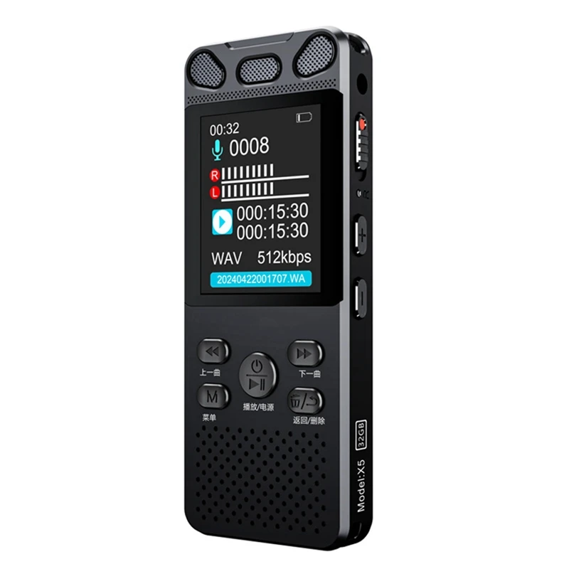 Digital Voice Recorder Voice Activated Recorder 100Hours HD Noise-Canceling Audio With MIC For Lecture A-B Repeat A