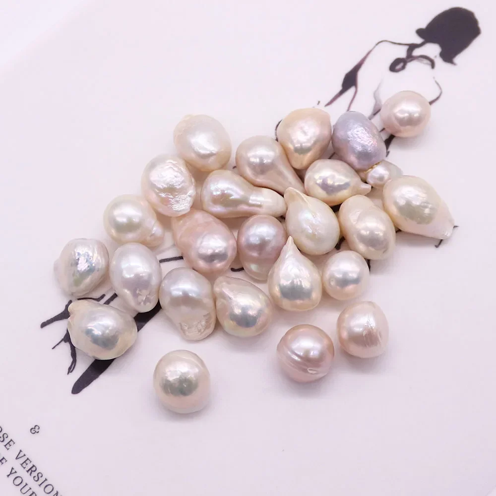 

Irregular-Shaped White Freshwater Edison Pearl Holeless Beads 10-19mm DIY Necklace Earring Jewelry for Parties Banquets Gift