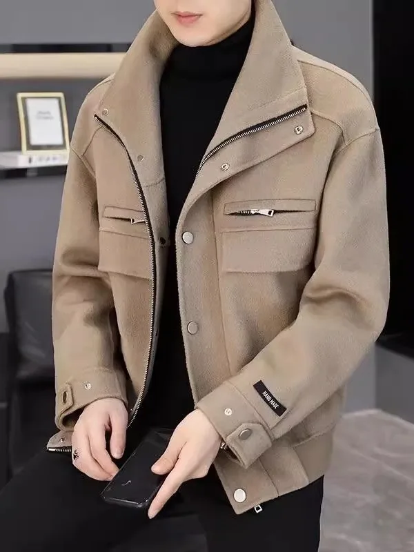 

Casual Men's Jaet Workwear Design Spring Autumn New Sle Stand Fit Polyester Fiber Long Sve Stand Collar No Hat