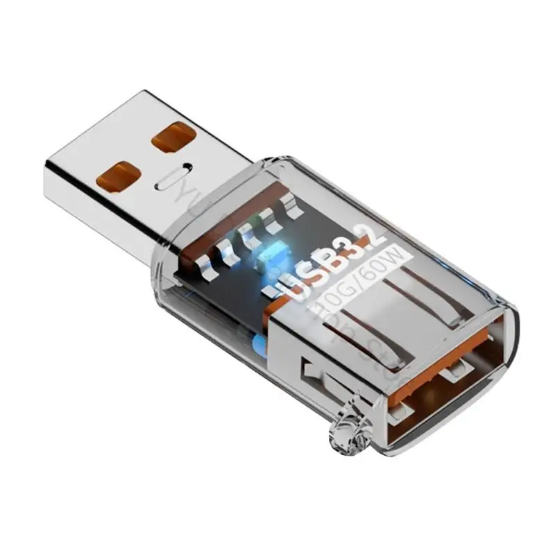 96BA USB3.2 USB-A Fast Charging Data Adapter 60W &10Gbps with Translucent Shell for Everyday Data Transfer and Port Extension