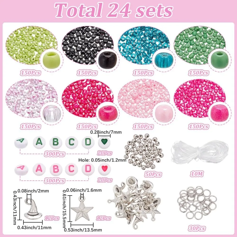 1945Pcs DIY 24 Sets Bracelet Making Kit Magic Charms Bulk Magical Witch Charms Star Fairy Tale Pendants Letter