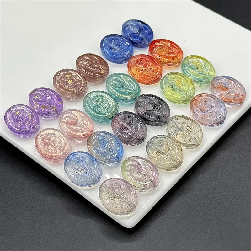 10 szt. Eliptyczny kształt 15x18mm ręcznie wykonany kwiatowy paciorki szklane lampowany do wyrobu biżuterii zestaw do robienia bransoletek wykonanie prac rzemieślniczych