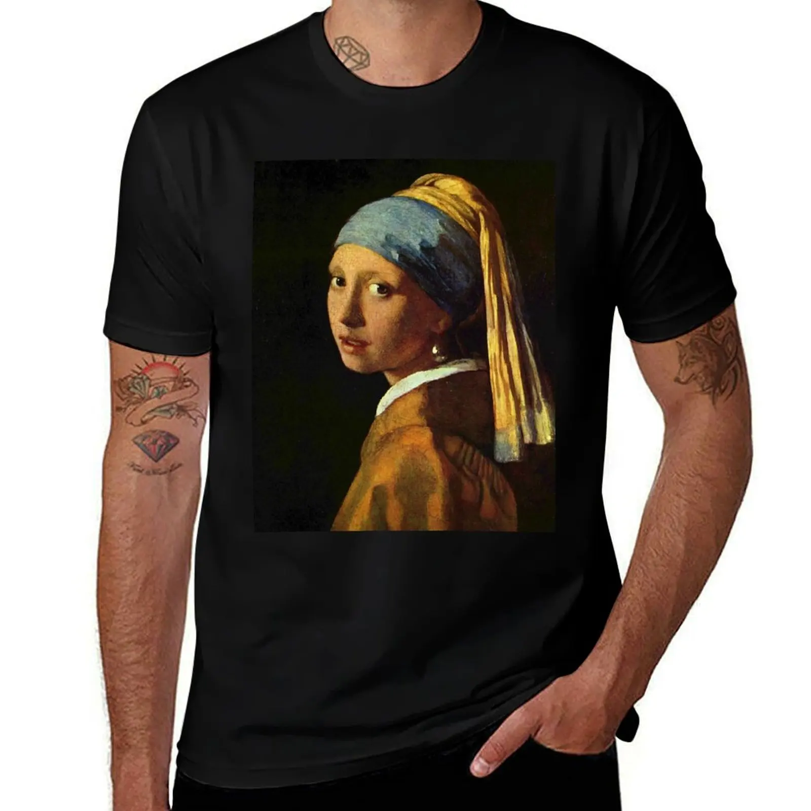 Girl with a Pearl Earring T-Shirt Plus Size Workout Short Sleeve Top