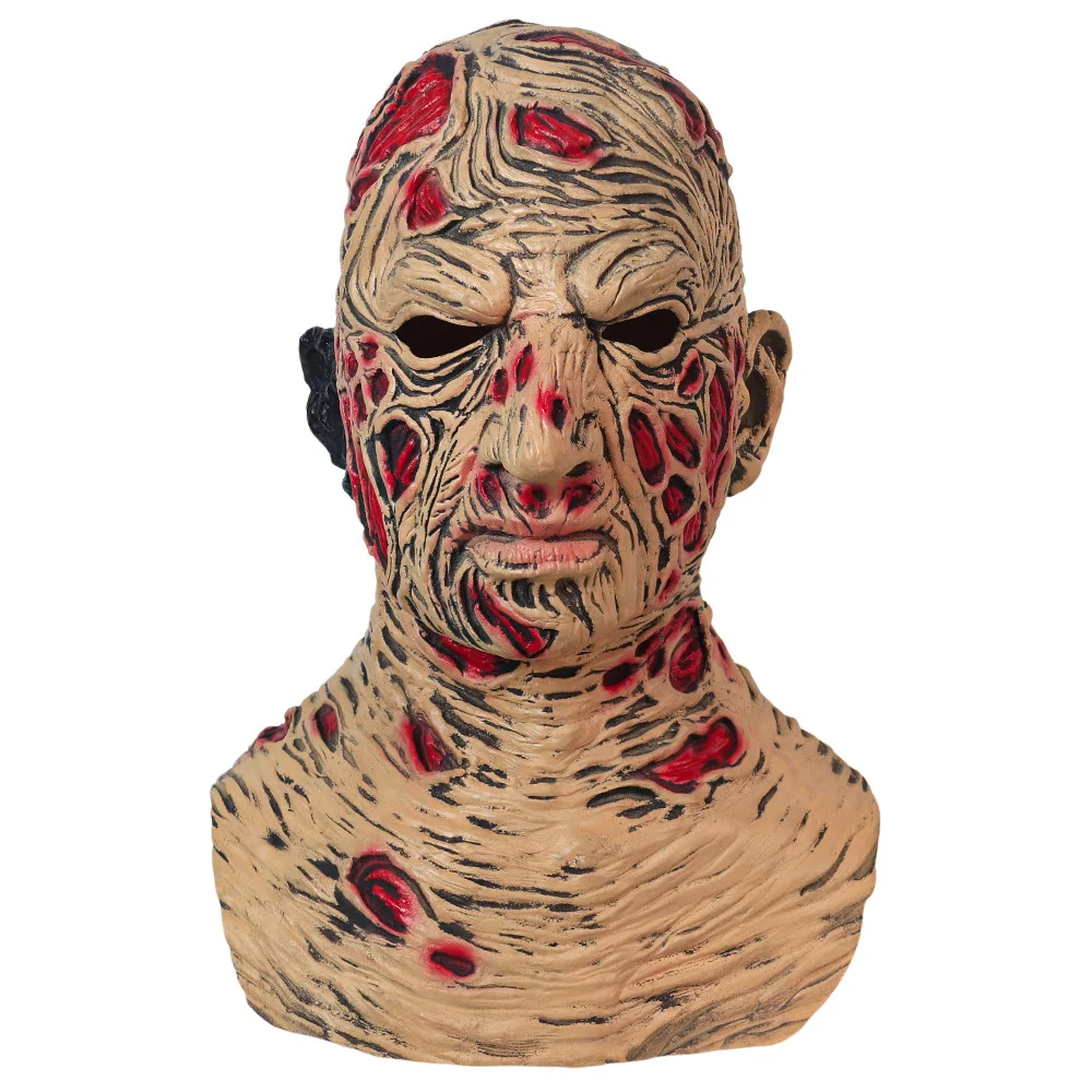 Freddy Masken Horror Latex Vollgesichtskopfbedeckung für Männer Nightmare On Elm St Freddy Krueger Kostüm Halloween Party Cosplay Requisiten