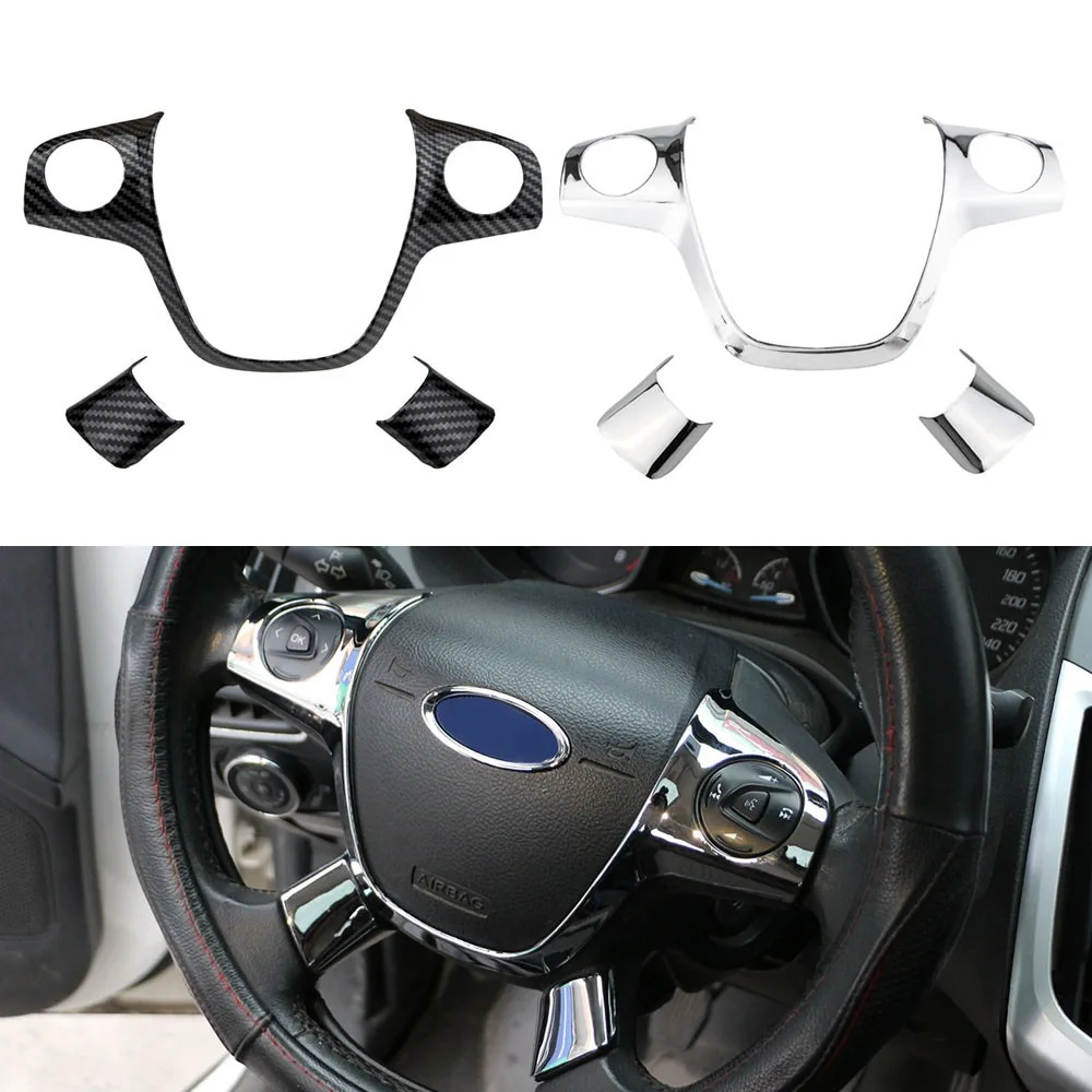 

Чехол на руль с блестками, наклейка из АБС-пластика, хром для Ford Focus 3 Kuga Escape CMAX Grand 2011-2017, модели