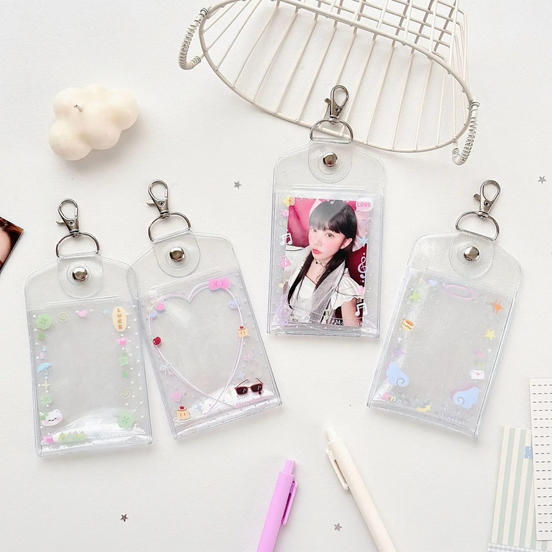 Original Polka Dot Angel 3 inch Photocard Sleeve Double-Sided Multi-Slot Card Holder with Pendant