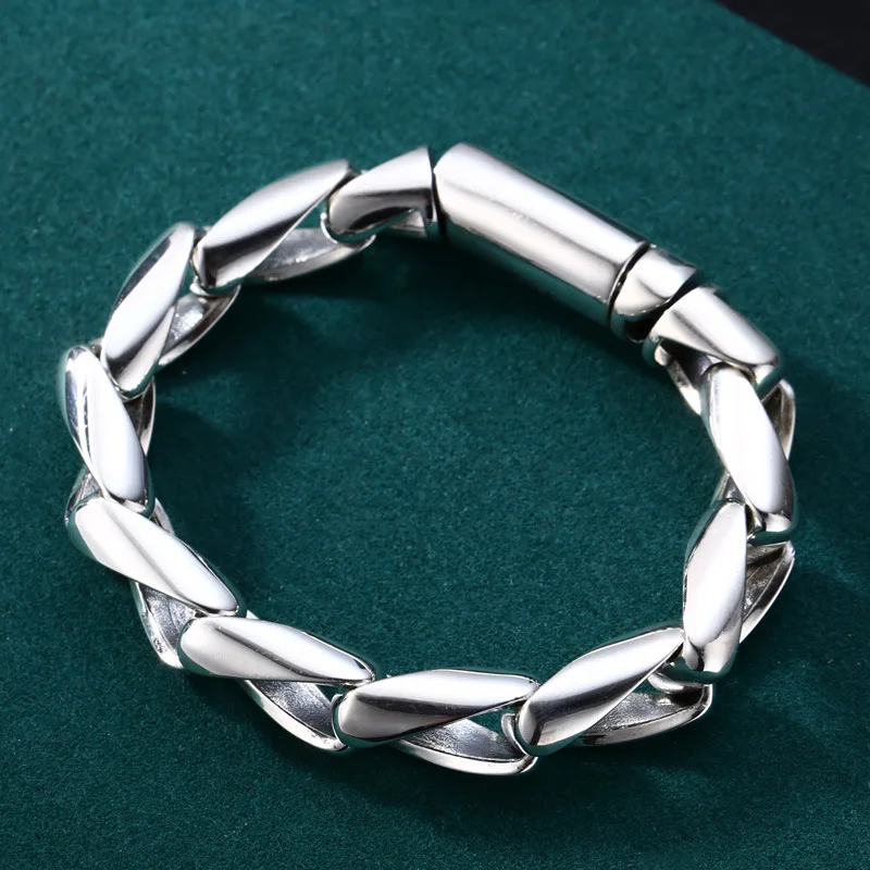 ornament glossy silver bracelet thick type men's simplicity single trend Thai silver personalized silver jewelry