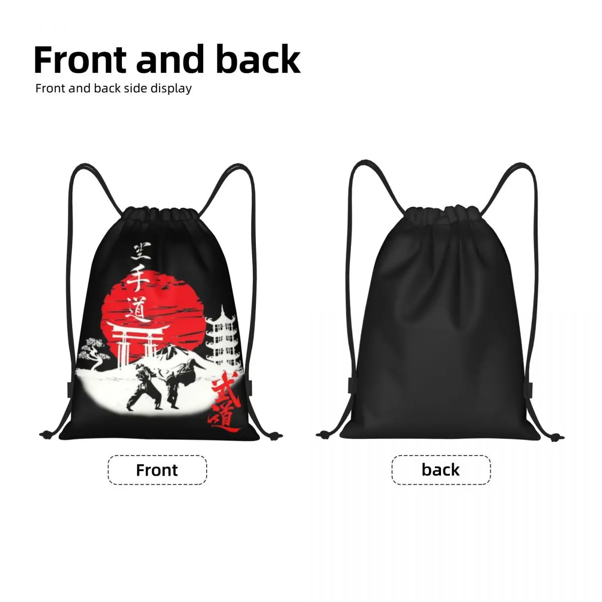 Custom Budo Soul Karate Spirit Drawstring Bags for Training Yoga Backpacks Women Men Martial Arts Sports Gym Sackpack