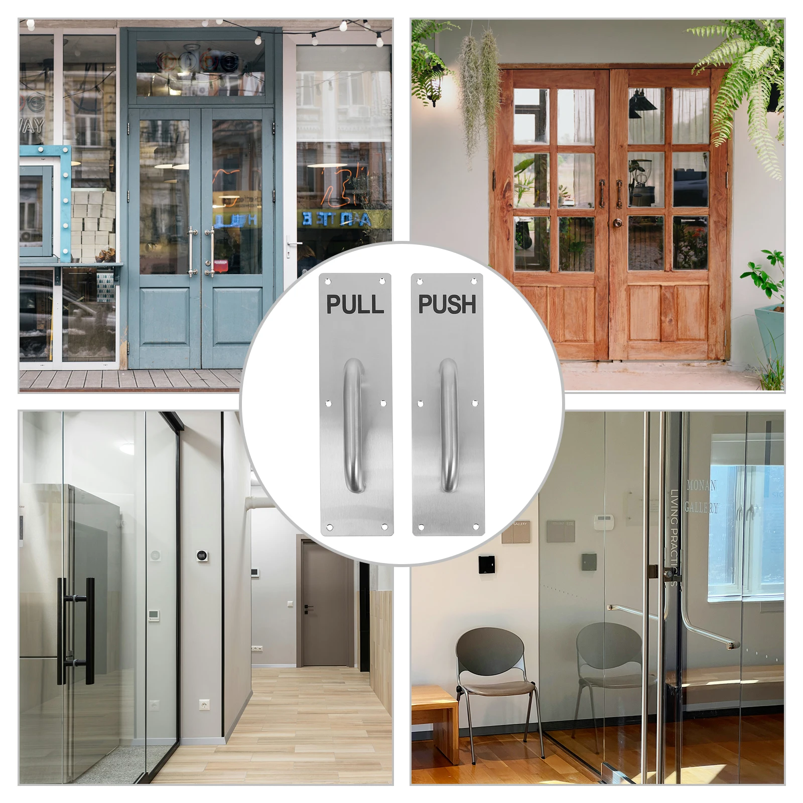 

Push Pull Handle Door Signage Plate Hardware Stainless Steel Passage Indicator for Commercial Office Hotel Restaurant Double