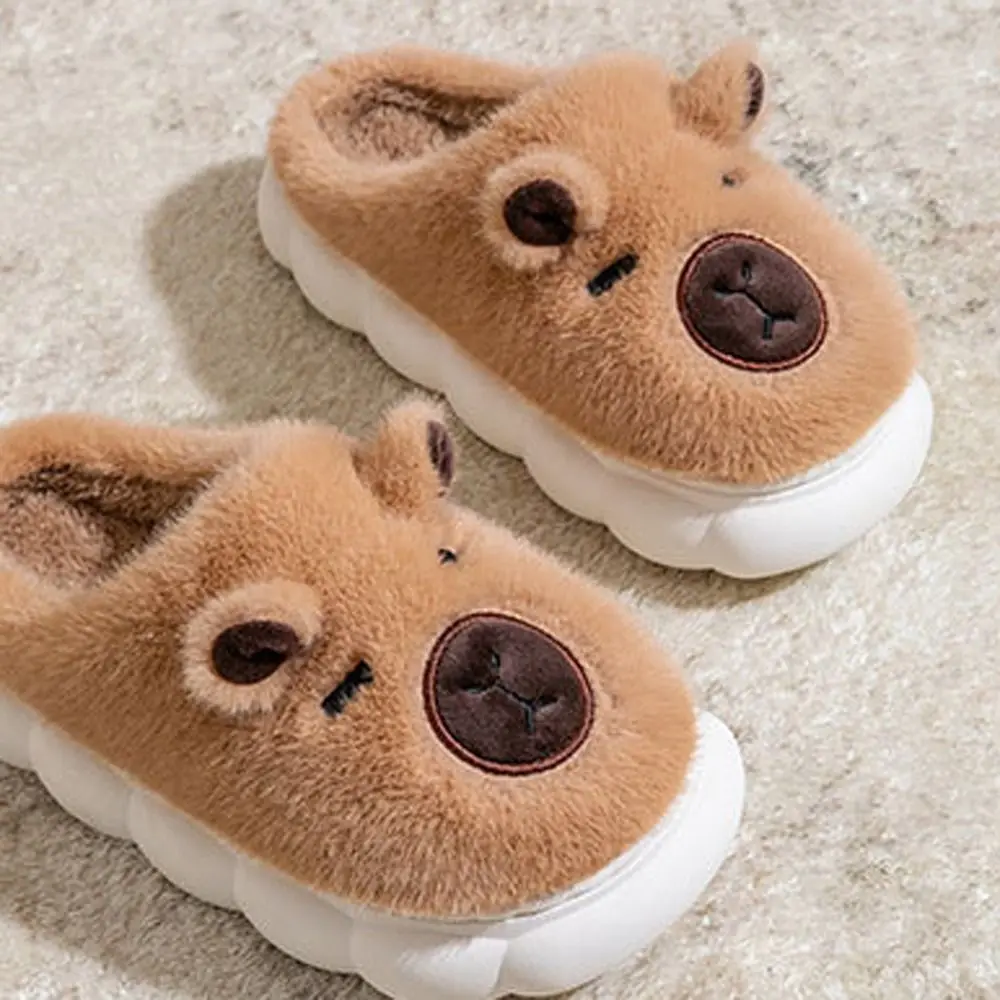 عادية الشتاء كابيبارا نعال قماش لينة رشاقته الدافئة الكرتون فروي النعال المضادة للانزلاق لطيف دفئا المنزل أحذية قطنية داخلي