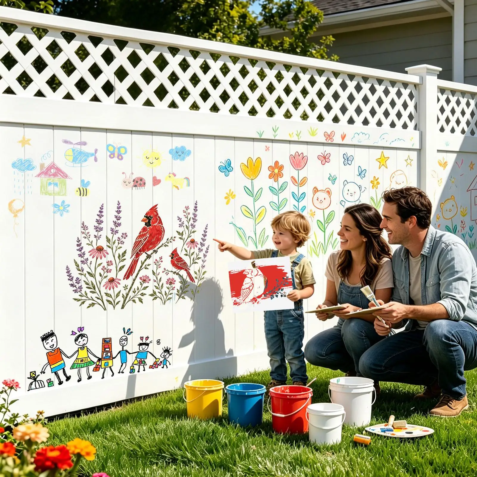 Flower Stencils For Walls DIY Reusable Home Decoration Templates Garden Wall Templates For Artists Homeowners Renters Painters