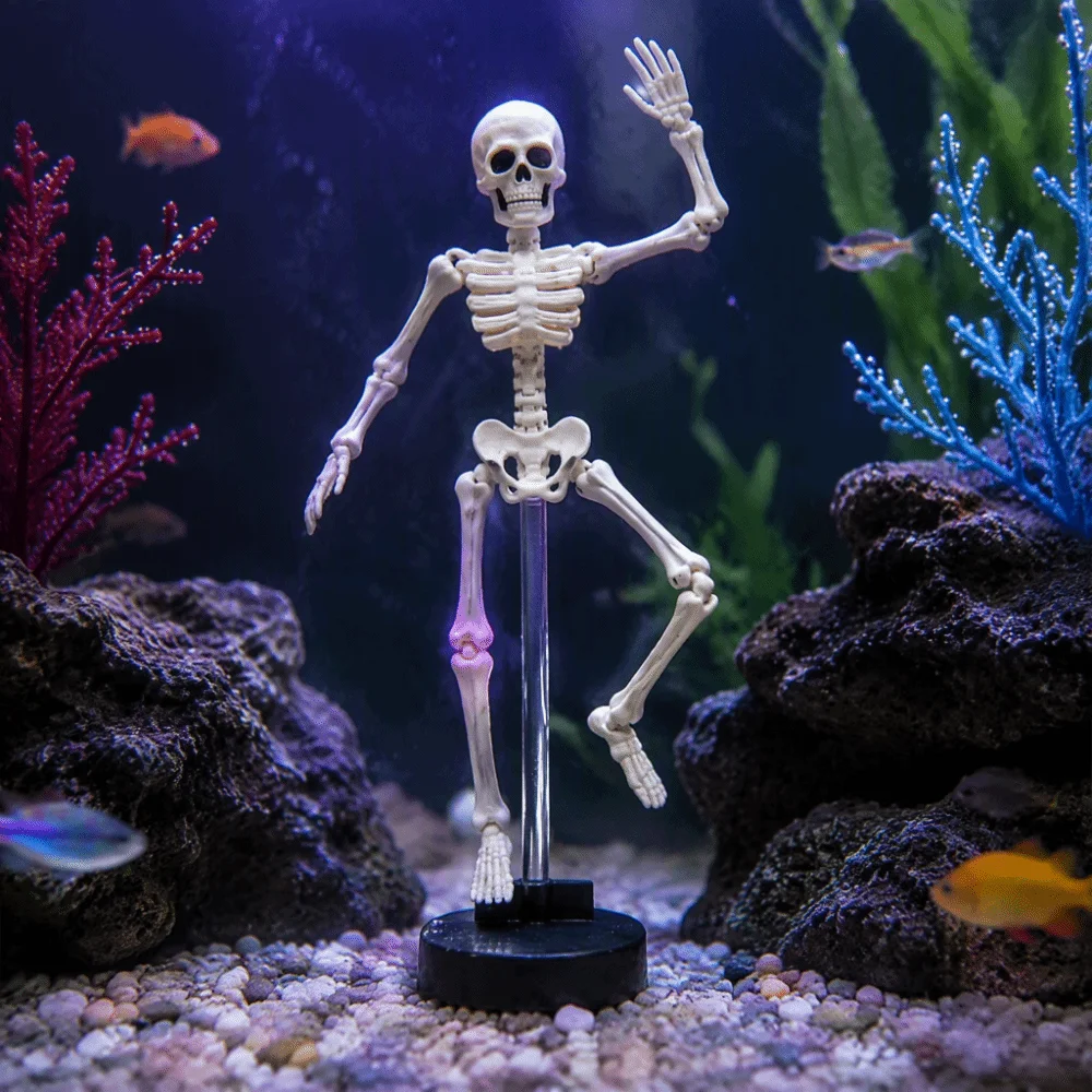 Air-Driven Dynamic Skeleton Aquarium Decoration Floating Design with Air Tube Fish Tank Decorations Dancing Motion