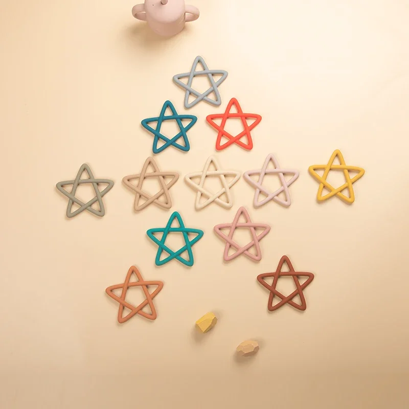 Food Grade Baby Soft Silicone Pentagram Teether Toys for Toddlers Teething Chewing Molar Toy Newborn Infant Accessories BPA Free