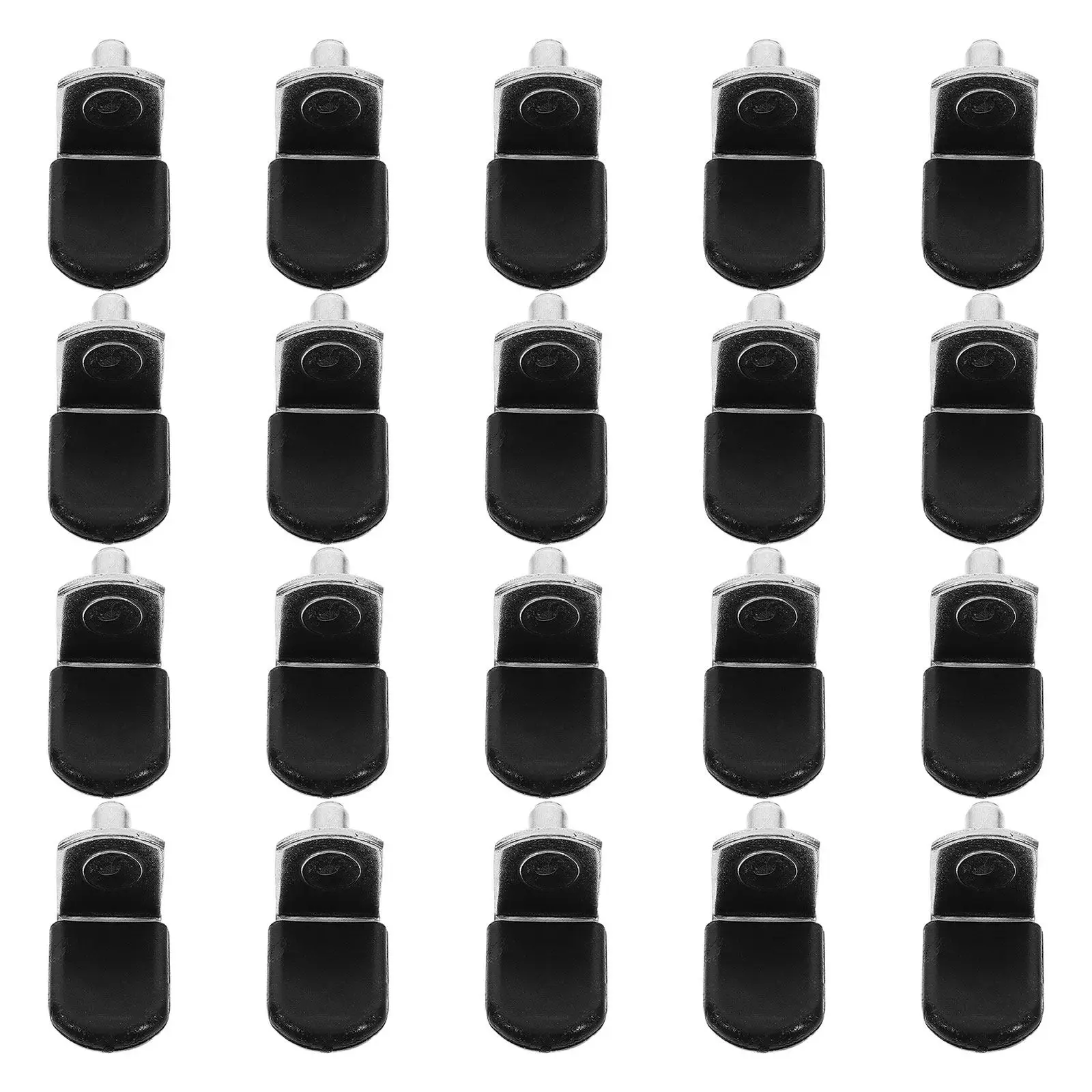 Shelf Support Pins L Shaped 40 Pack 5mm Black Iron with Rubber Sleeves for Wood and Glass Cabinets