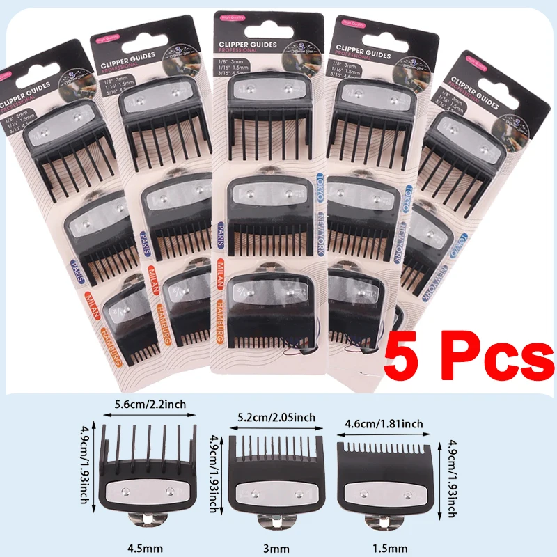 Versatile Black Limit Comb Set Hair Clipper Guards Guide Combs Trimmer Styling Tools Attachment Compatible 1.5mm 3mm 4.5mm 1Pcs