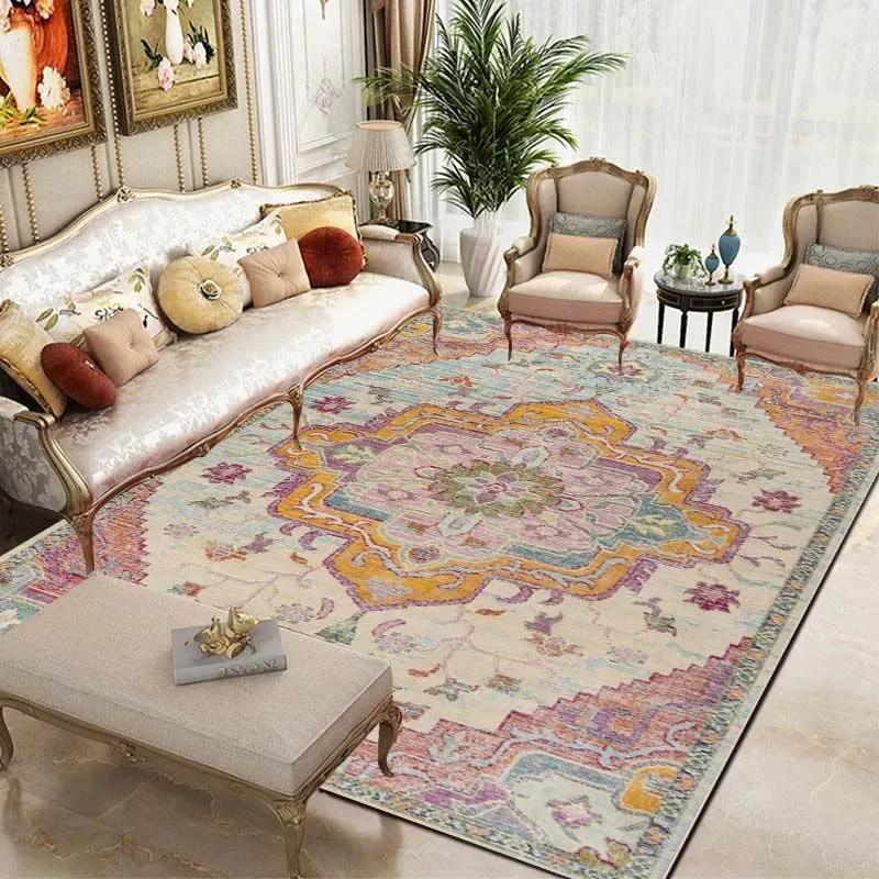 European Retro Large Carpet for Living Room Luxury Decoration Rug Non-slip Bedroom Cloakroom Washable Soft Mat  Area Rug