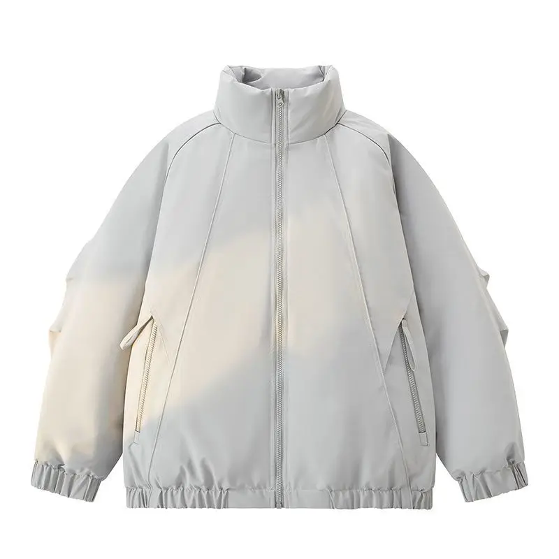 2026 New Loose Cotton-padded Clothes Coats for Men Solid Color Warm Loose Jackets Male Leisure High Street Sports Parkas C976
