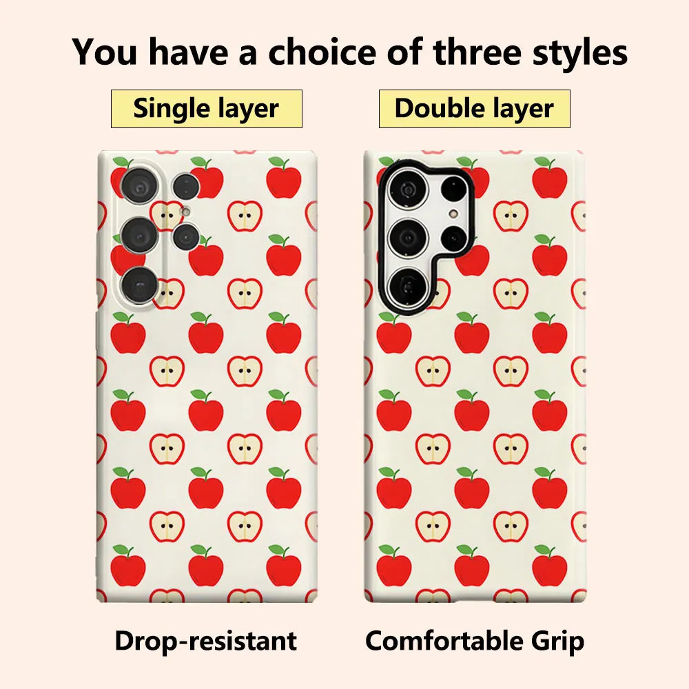 Apple Print Luxury Fashion Full Lens Protective Case for Samsung Galaxy S26 S25 S24 A56 A36 Plus Ultra