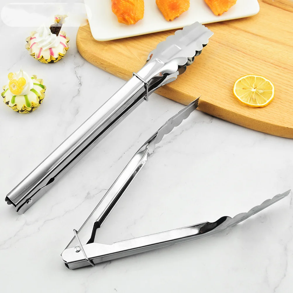 

2pcs Stainless Food Clamps Heatproof Grilling Clips Kitchen Tools Anti-Scalding Clips Baking Bread Clamps Lock Design