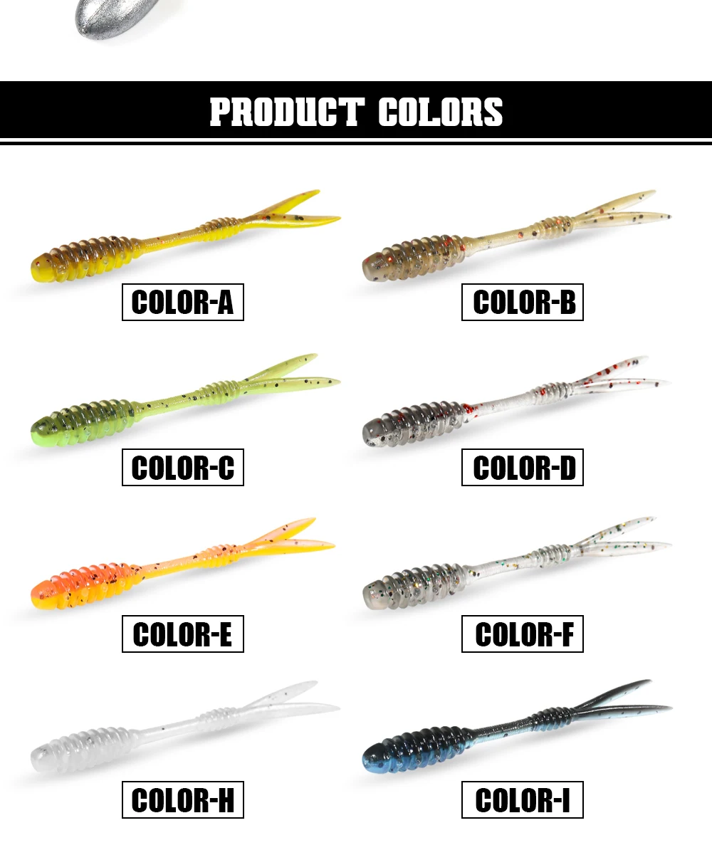 RoseWood Split Tail Ajing Wurm-Angelköder, 55 mm, 0,3 g, TPR, weicher Köder, leichtes Spiel, doppelte Farbe, künstlicher Kunststoff, Rockfish Tackle – Detail 8