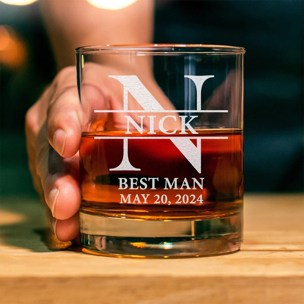 Personalized Groomsman Wedding Gift Custom Best Man Whiskey Glass Engraved Old Fashion Groomsmen Gift Idea Whiskey Drink