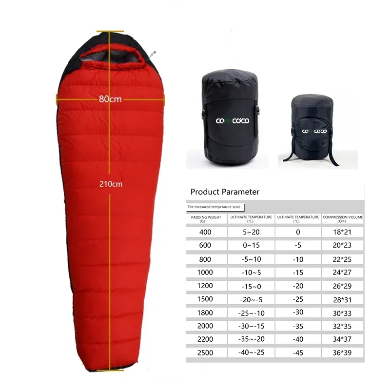 OEM 600g Adults Ultralight All Season Mummy Duck's Down Outdoor Camping Snow Mountain Sleeping Bag