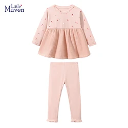 Little maven New neonate top abbigliamento per bambini per bambini autunno abbigliamento per bambini abiti magliette in cotone ciliegia + set di pantaloni