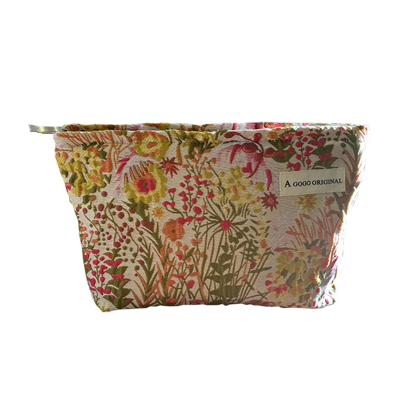 Flower Embroidery Cosmetic Bag Clutch Bag Large Makeup Organizer Bags Korean Cosmetic Pouch Women Cute Toiletry Beauty Case