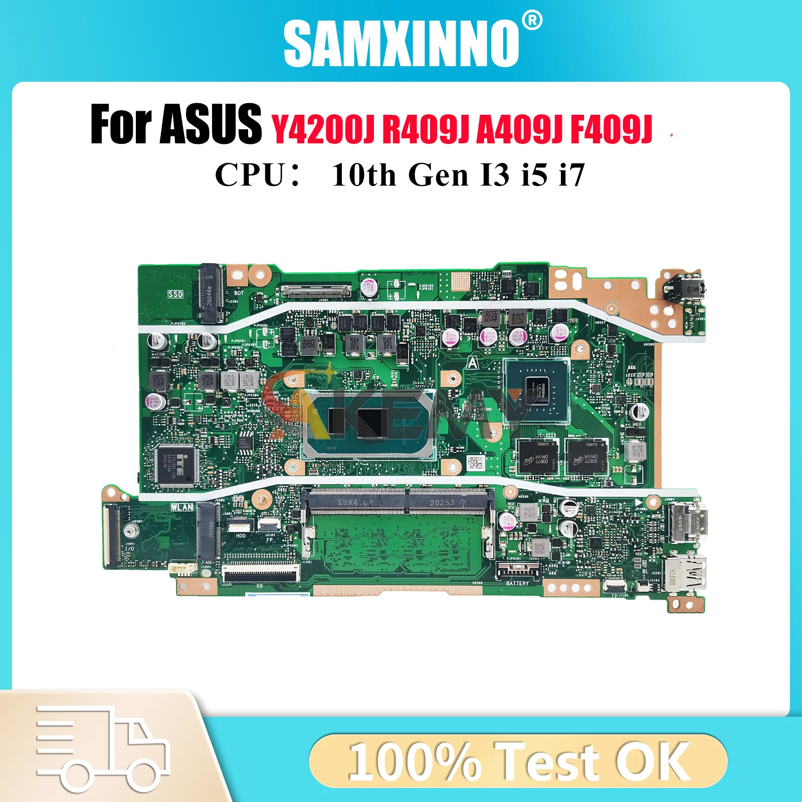 

X409JP Материнская плата для ноутбука ASUS A409J P1510CJA Y4200J X409JB X409J R409J F409J X409JP F509J A509J Материнская плата 10-го поколения I3 i5 i7