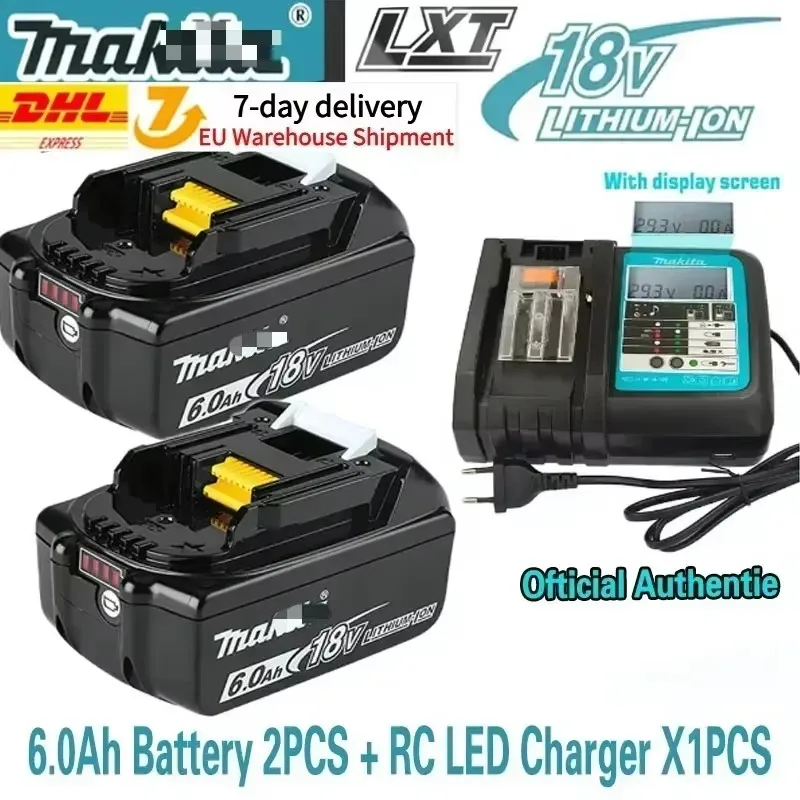 100% originele Makita oplaadbare accu voor elektrisch gereedschap, vervangbare LED lithium-ion, 18V 6.0 9.0Ah LXT BL1860B BL1860BL1850 BL1830