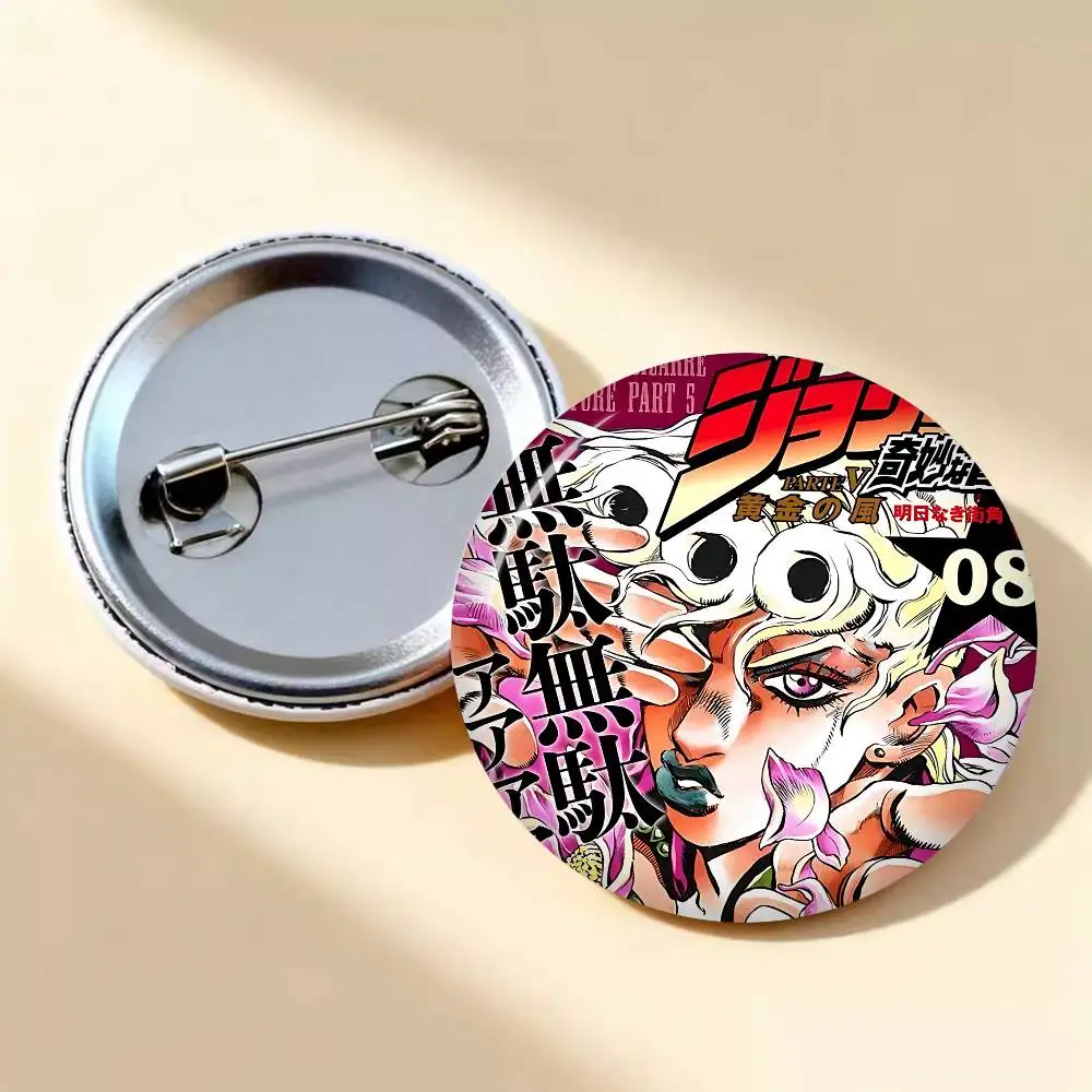 Anime JoJo Bizarre Adventure 58mm Cute Anime Figure Icon Badge Handmade Tinplate Brooch for Backpack Clothes Chest Ornament - view 2
