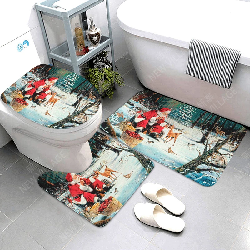 home bathroom floor mats Christmas animals Bath Foot mat modern bathroom accessories rug Toilet mat Bathtub anti-slip carpet