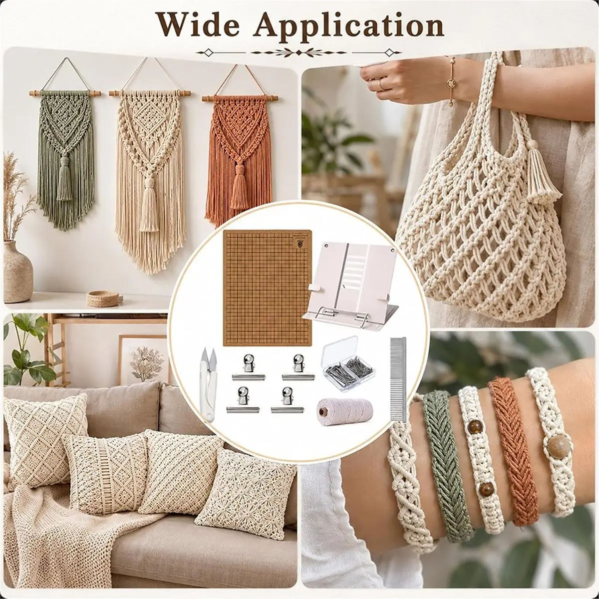 Weaving Board Set (12x16-Inch Double-Sided Grid Board), Includes T-Pins, Clips, Scissors, Cord-Suitable for DIY Crafting
