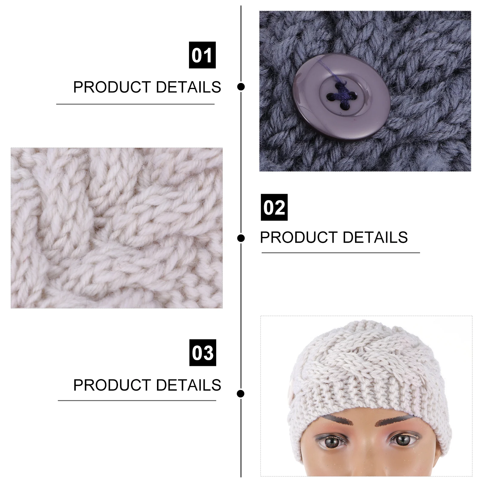

4Pcs Button Headband Ear Warmer Hair Band for Women Winter Wool Stylish Fitness Yoga Gift Button Headband Ear Warmer Hair Band