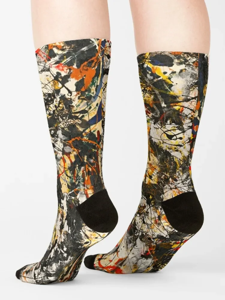 Jackson pollock art retro Socks with print happy Luxury Woman Socks Men's image 4