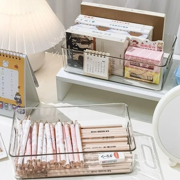 Caja de almacenamiento de cosméticos acrílica, caja transparente para organización del hogar, cesta de almacenamiento de aper...