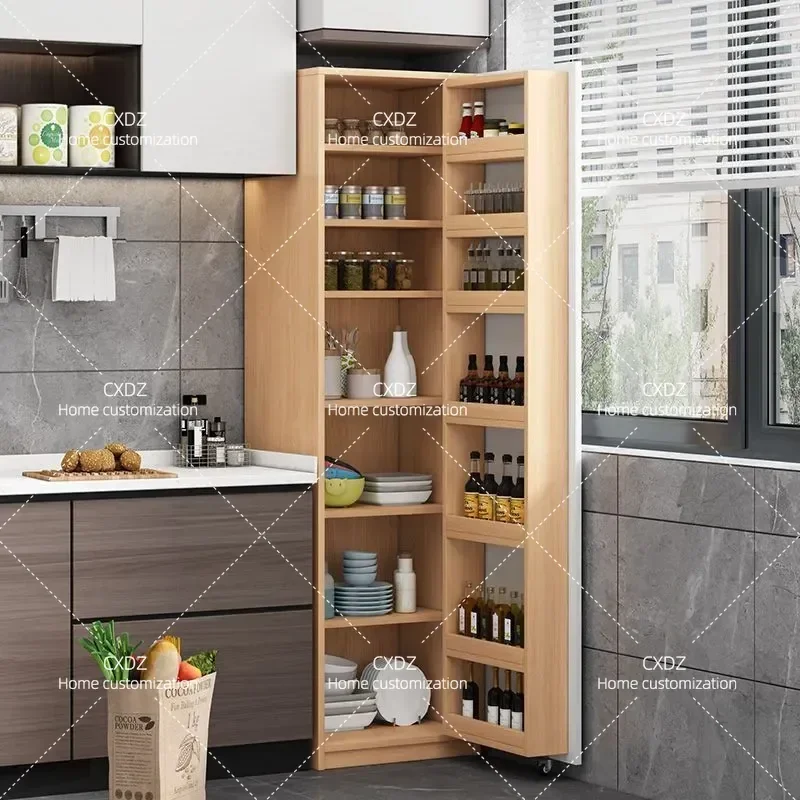 Solid Wood Kitchen Side Cabinet Dining Room Wall Storage Unit Living Room Multi Functional Locker Snack Cabinet Thickened