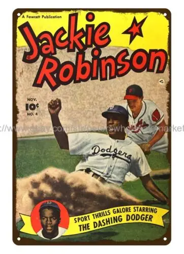 1950 Jackie Robinson  metal tin sign home decor wall lodge cafes