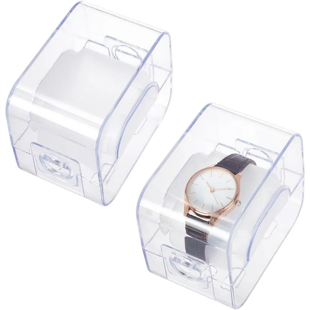 

2pcs Acrylic Watch Case Clear Watch Display Stand Jewellery Display Men Women Home Travel Father's Day 3.5x2.3x3 Inch