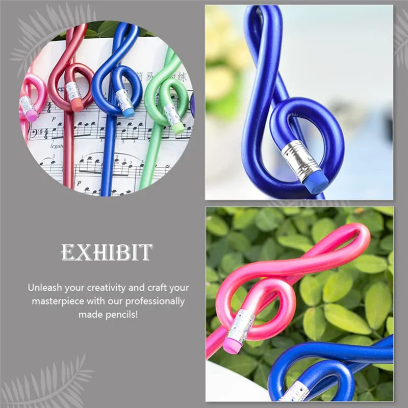 24 шт., карандаши для студентов, карандаши для музыкальных нот с ластиком, красочные музыкальные карандаши, деревянный тройной ключ, изогнутый карандаш