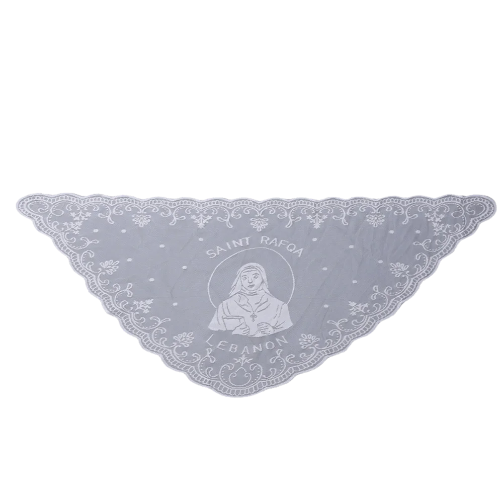 

Embroidery Hollow Out Lace Headscarf Lightweight Sheer Breathable Vintage Lace Scarf Solid Color Lace Triangle Shawl