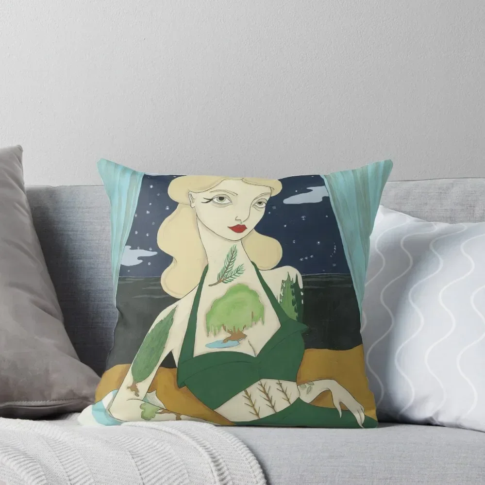 

Tattooed Lady with Trees Throw Pillow Christmas Covers Sofas Covers pillow cover christmas pillow