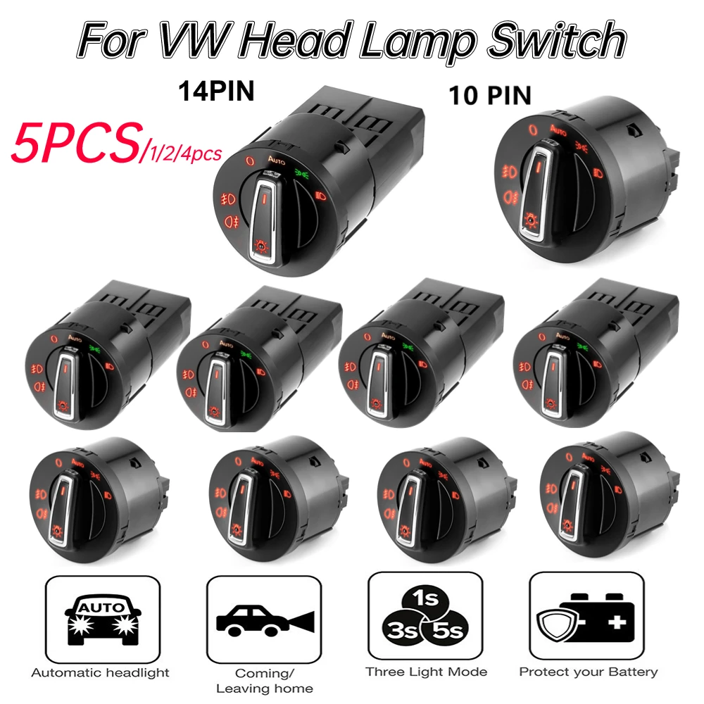 For VW Auto Headlight Head Lamp Switch Light Sensor Module  14Pin/10Pin For Golf Jetta MK5 6 Tiguan Touran Passat Polo Bora