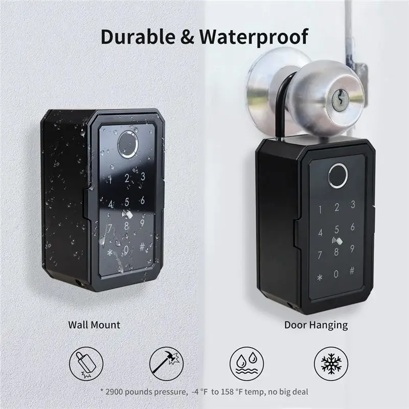 #42T Smart Key Lock Box Ttlock Wifi Fechadura Eletronica Door Lock,Smart Fingerprint Key Box,(Zinc alloy)