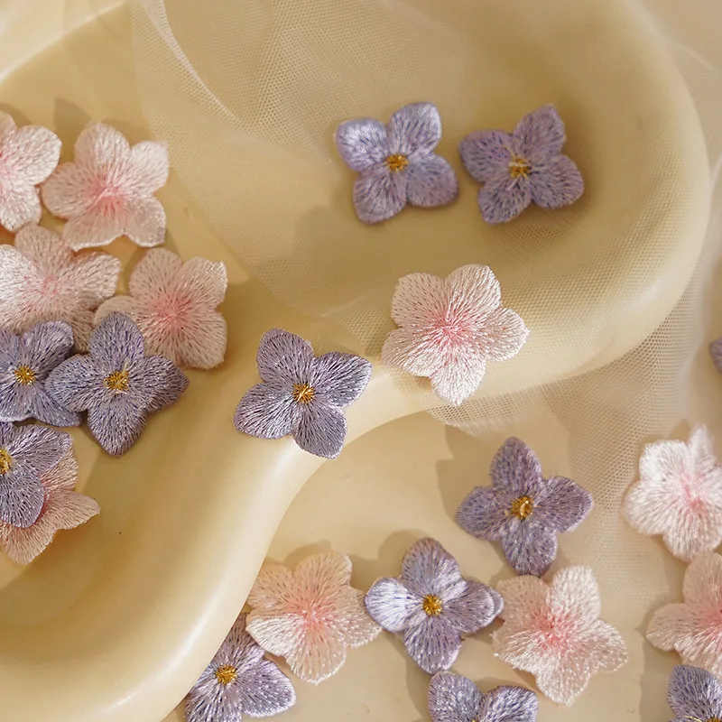 10 pçs pequeno remendo de flor de cereja bordado costurar em remendos para roupas apliques diy grampos de cabelo adesivos para roupas