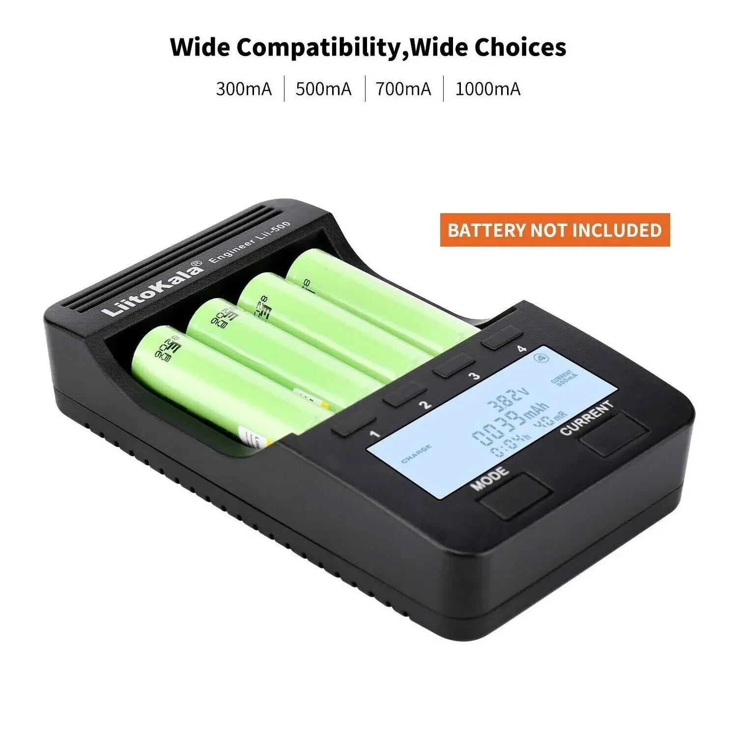 LiitoKala Lii-500 LCD Intelligent Battery Charger for AA AAA 18650 26650 16340 14500 10440 18500 No Adapter Included image 3
